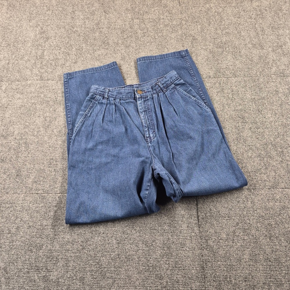Vintage Calvin Klein High Waisted Pleated Tapered Jeans Medium Wash Blue Size 10 - Picture 5 of 9